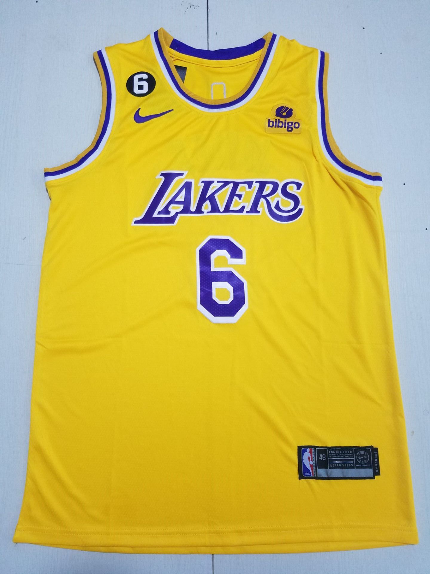 Men Los Angeles Lakers 6 LeBron James Yellow 2022 Nike NBA Jersey
